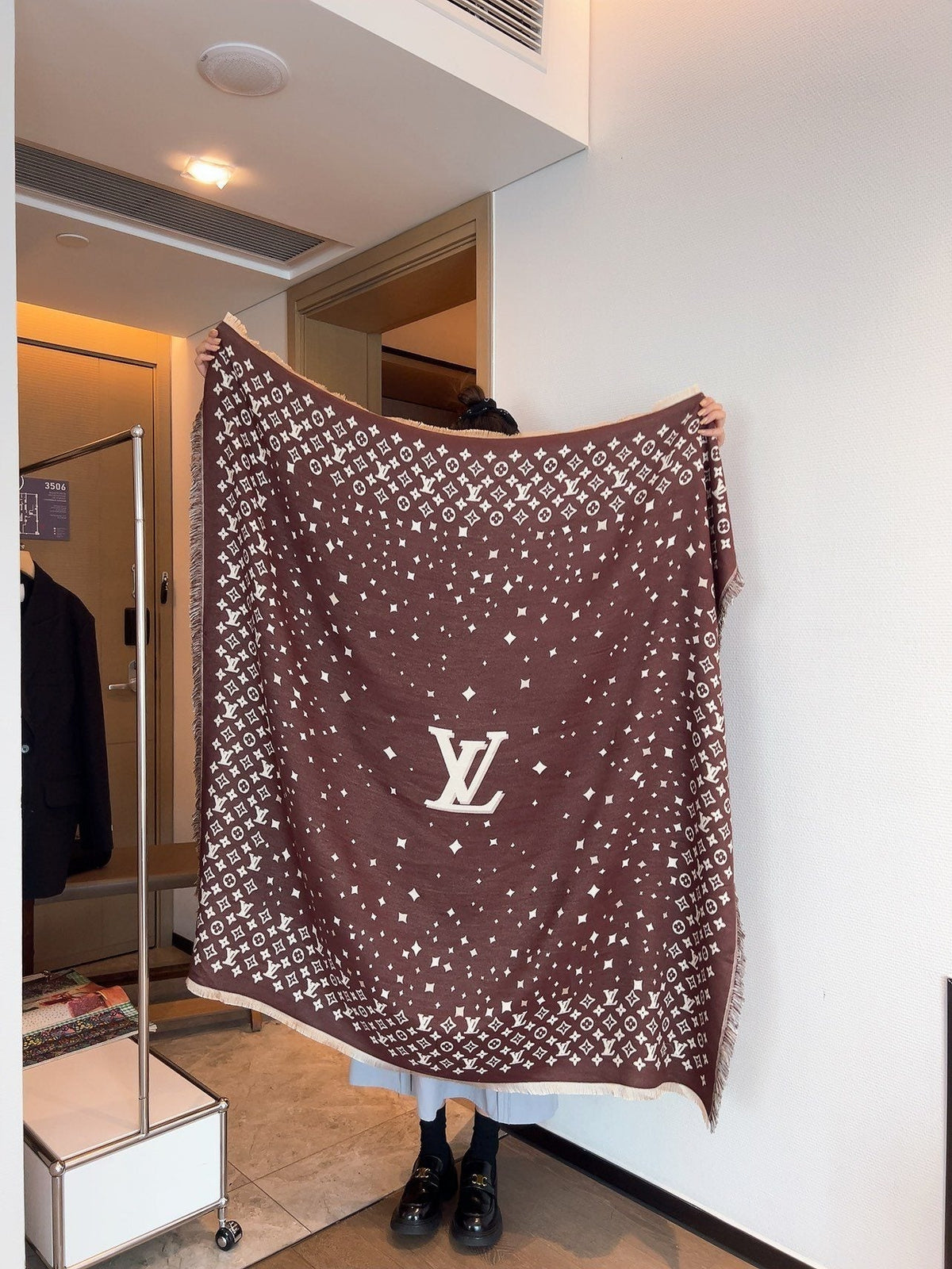 Louis Vuitton Brown Fringe Shawl product image 3, provided for visual reference and product detail review