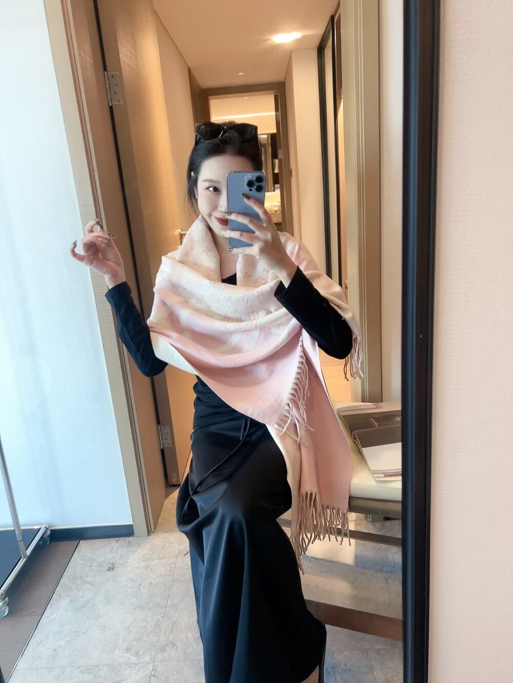 Louis Vuitton Infinity Dots Fringed Shawl product image 3, provided for visual reference and product detail review