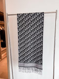 Dior Woven Monogram Fringe Scarf with Contrast Border product image 1, provided for visual reference and product detail