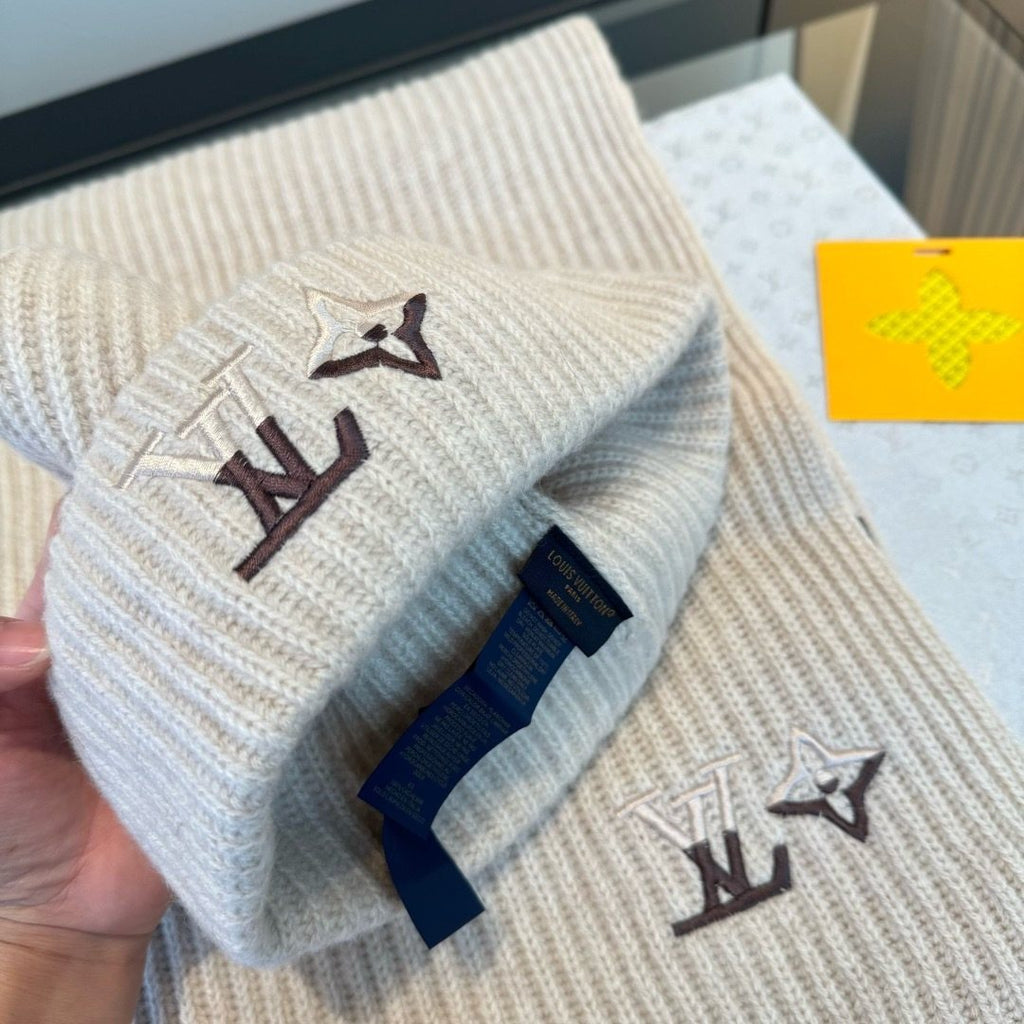 Louis Vuitton Cream Beige Beanie & Scarf Set product image 9, provided for visual reference and product detail review