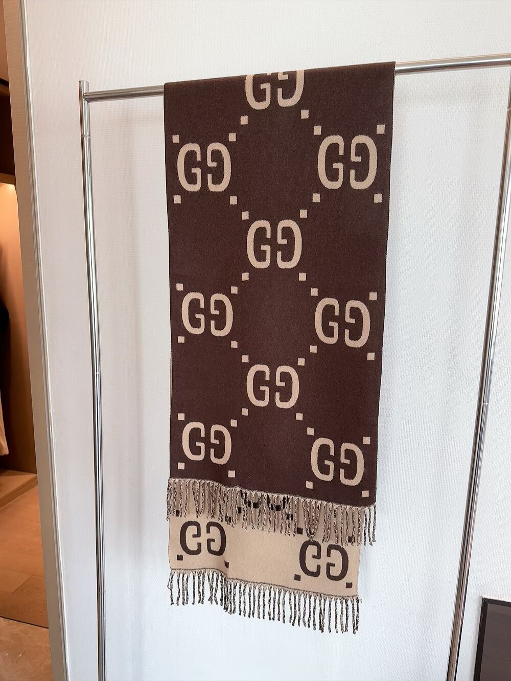 Gucci Two-Tone Fringed Scarf product image 6, provided for visual reference and product detail review