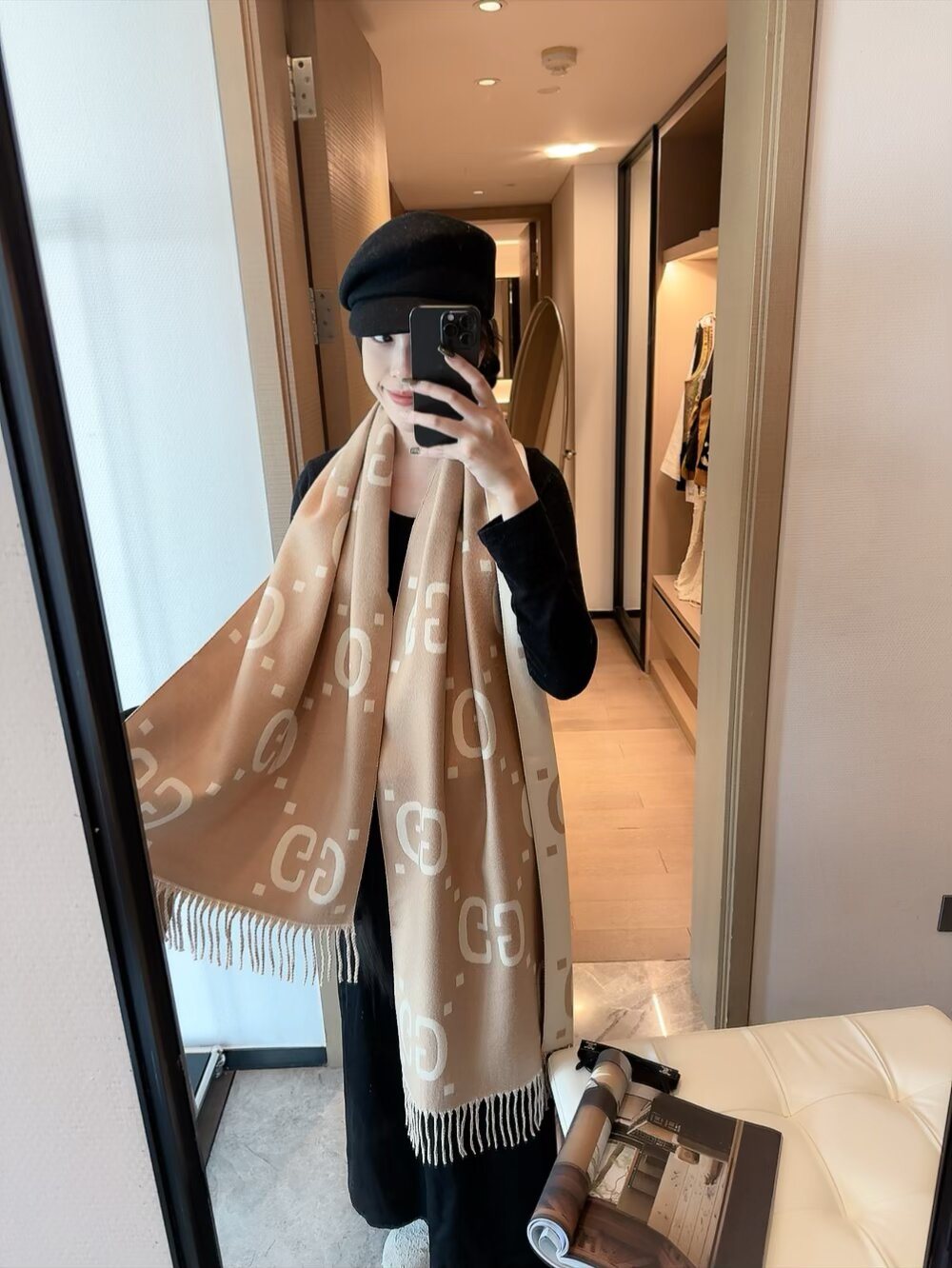 Gucci Two-Tone Fringed Scarf product image 3, provided for visual reference and product detail review