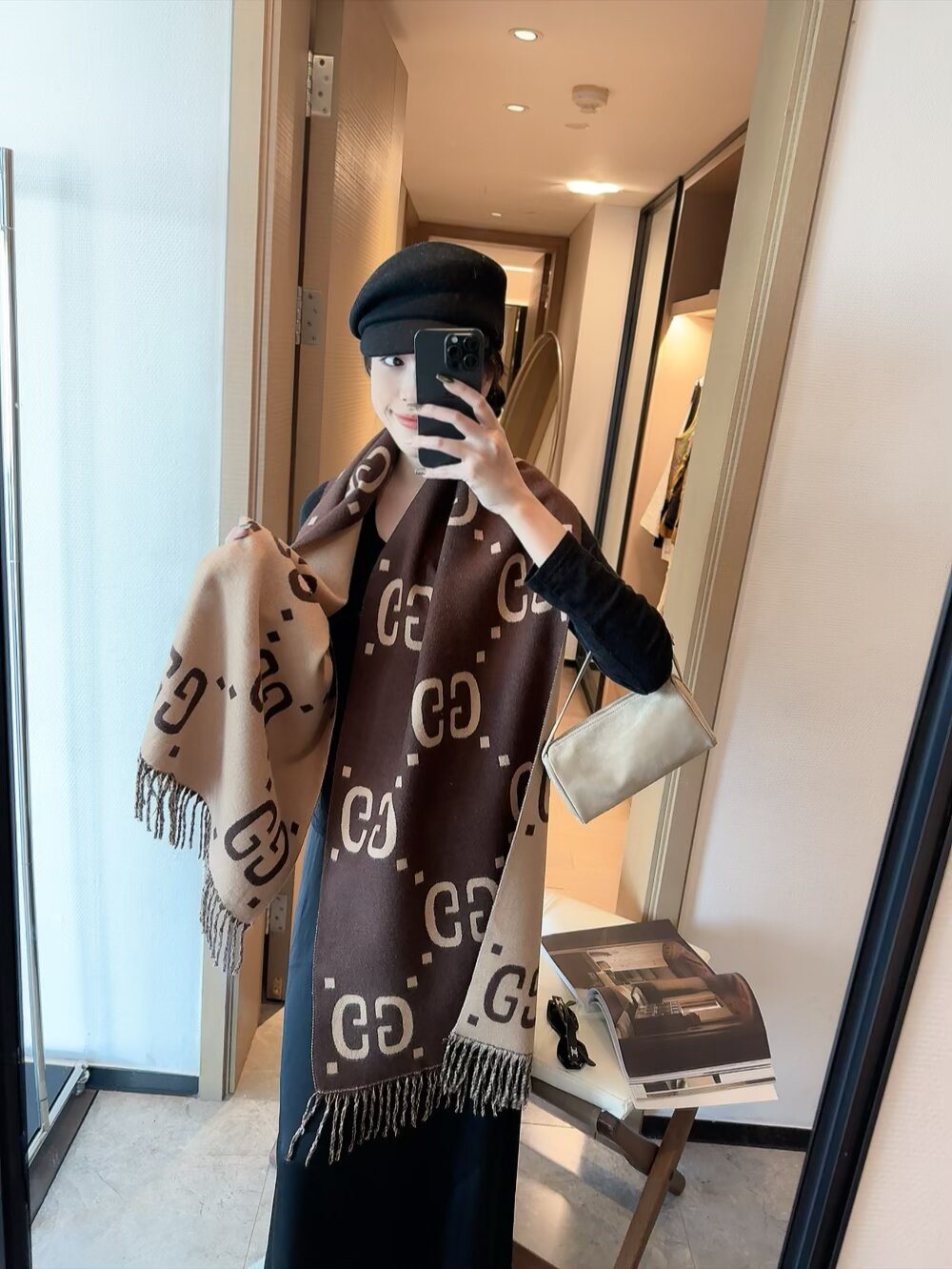 Gucci Two-Tone Fringed Scarf product image 4, provided for visual reference and product detail review