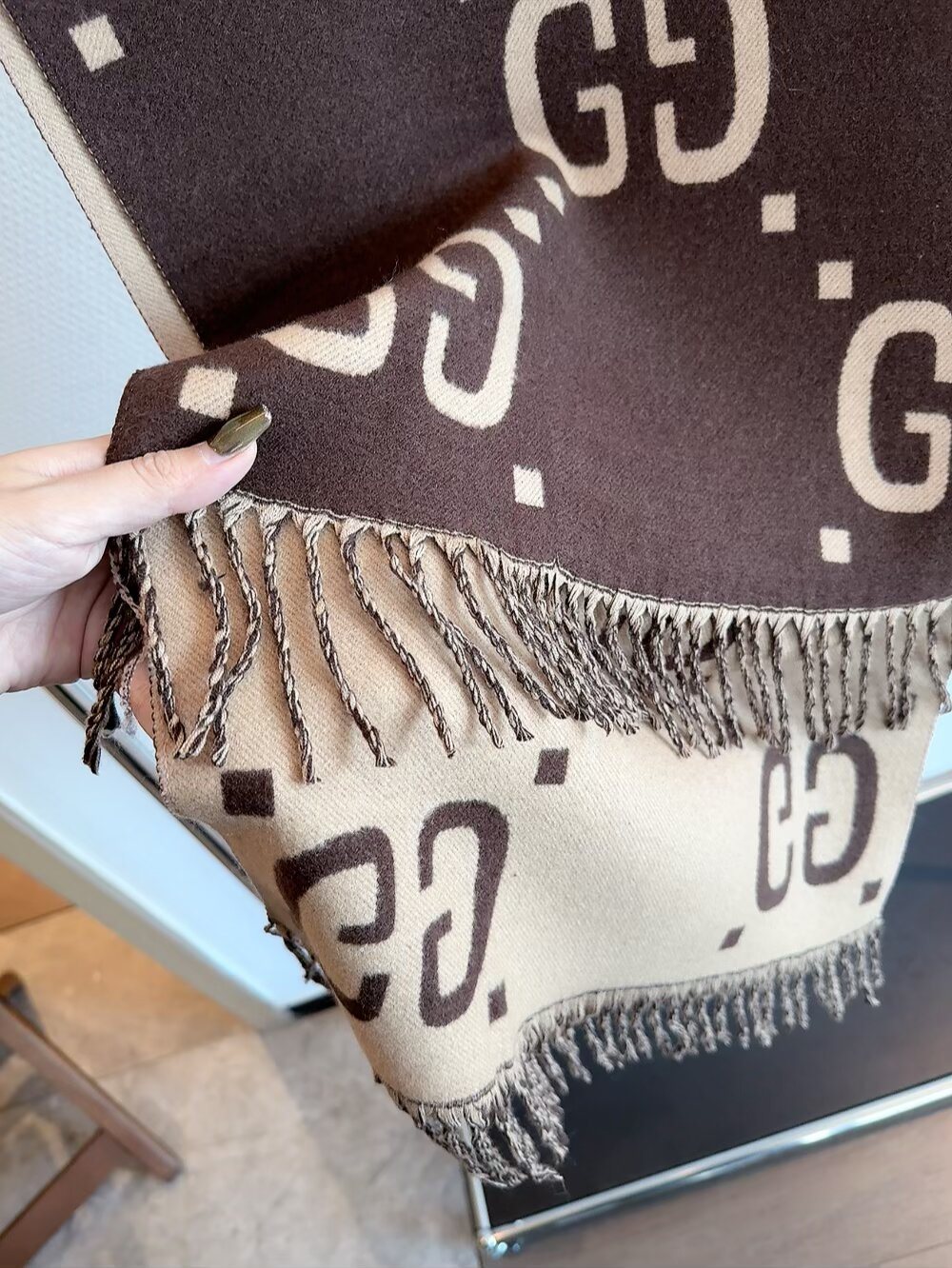 Gucci Reversible Fringed Scarf product image 8, provided for visual reference and product detail review