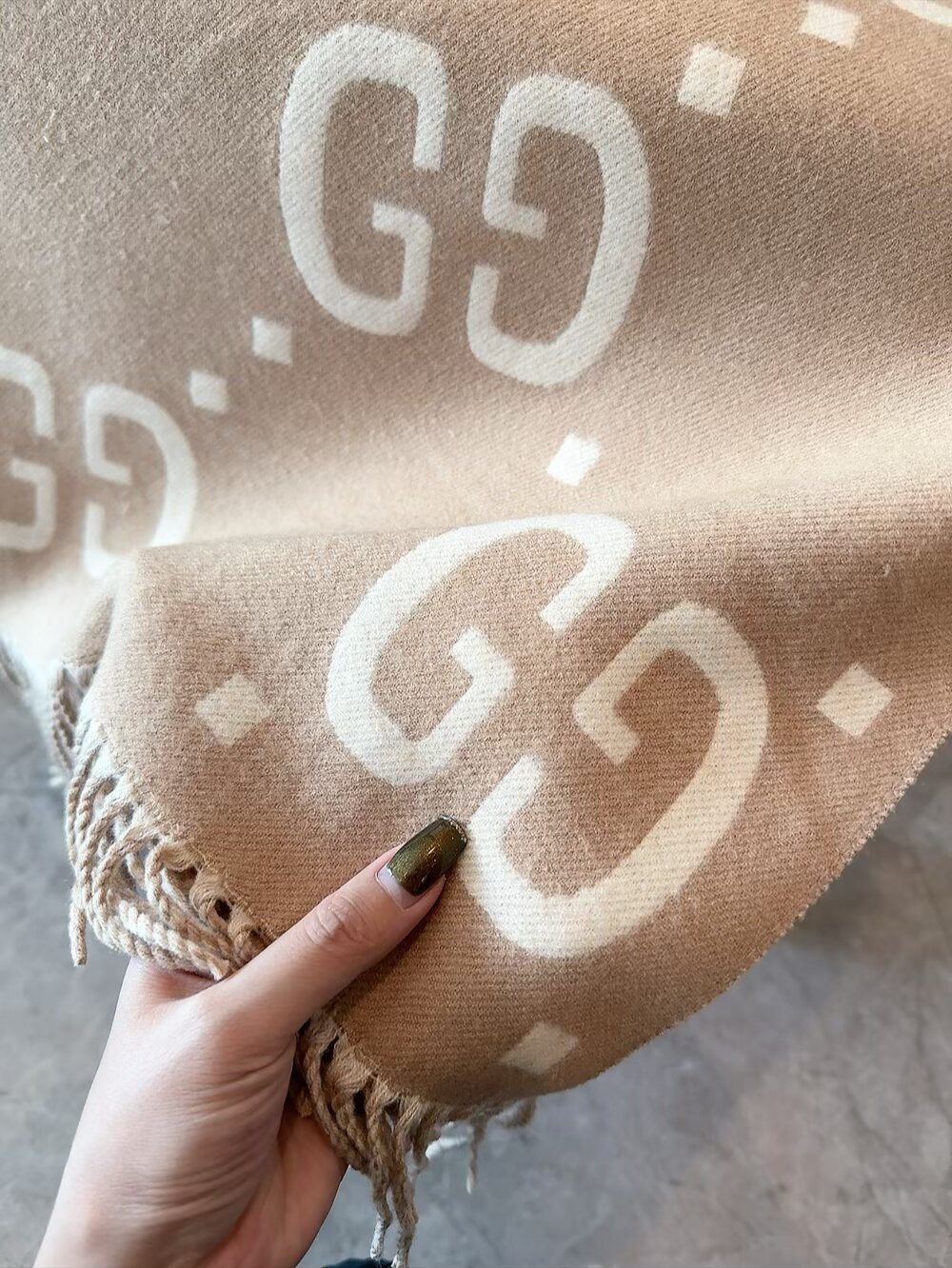 Gucci Two-Tone Fringed Scarf product image 9, provided for visual reference and product detail review