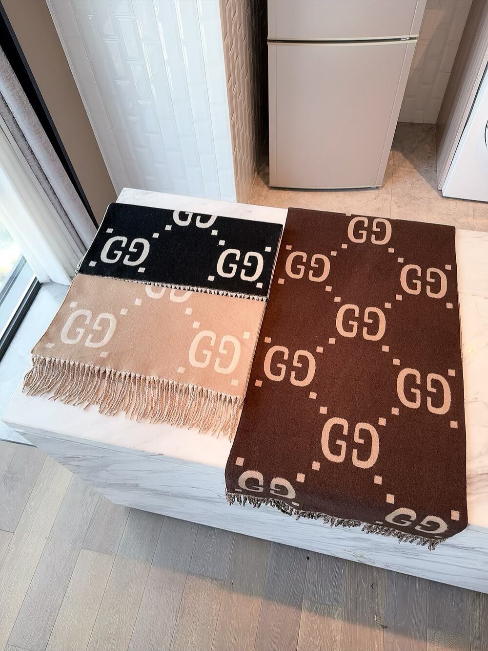 Gucci Two-Tone Fringed Scarf product image 5, provided for visual reference and product detail review