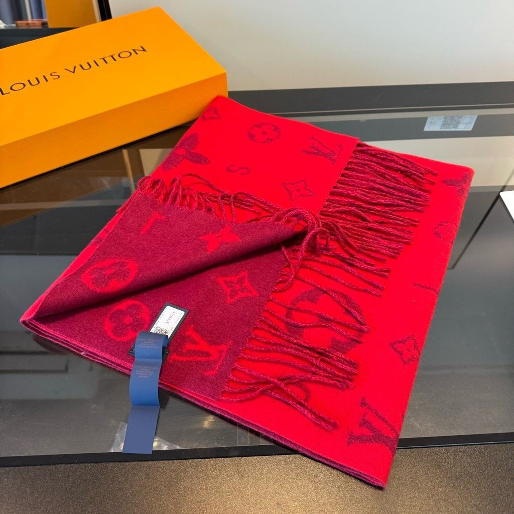 Louis Vuitton Red Burgundy Patterned Scarf product image 4, provided for visual reference and product detail review