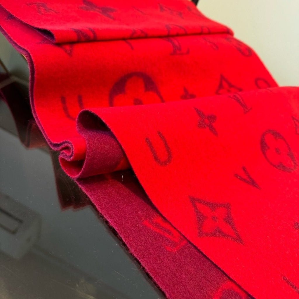 Louis Vuitton Red Burgundy Patterned Scarf product image 7, provided for visual reference and product detail review