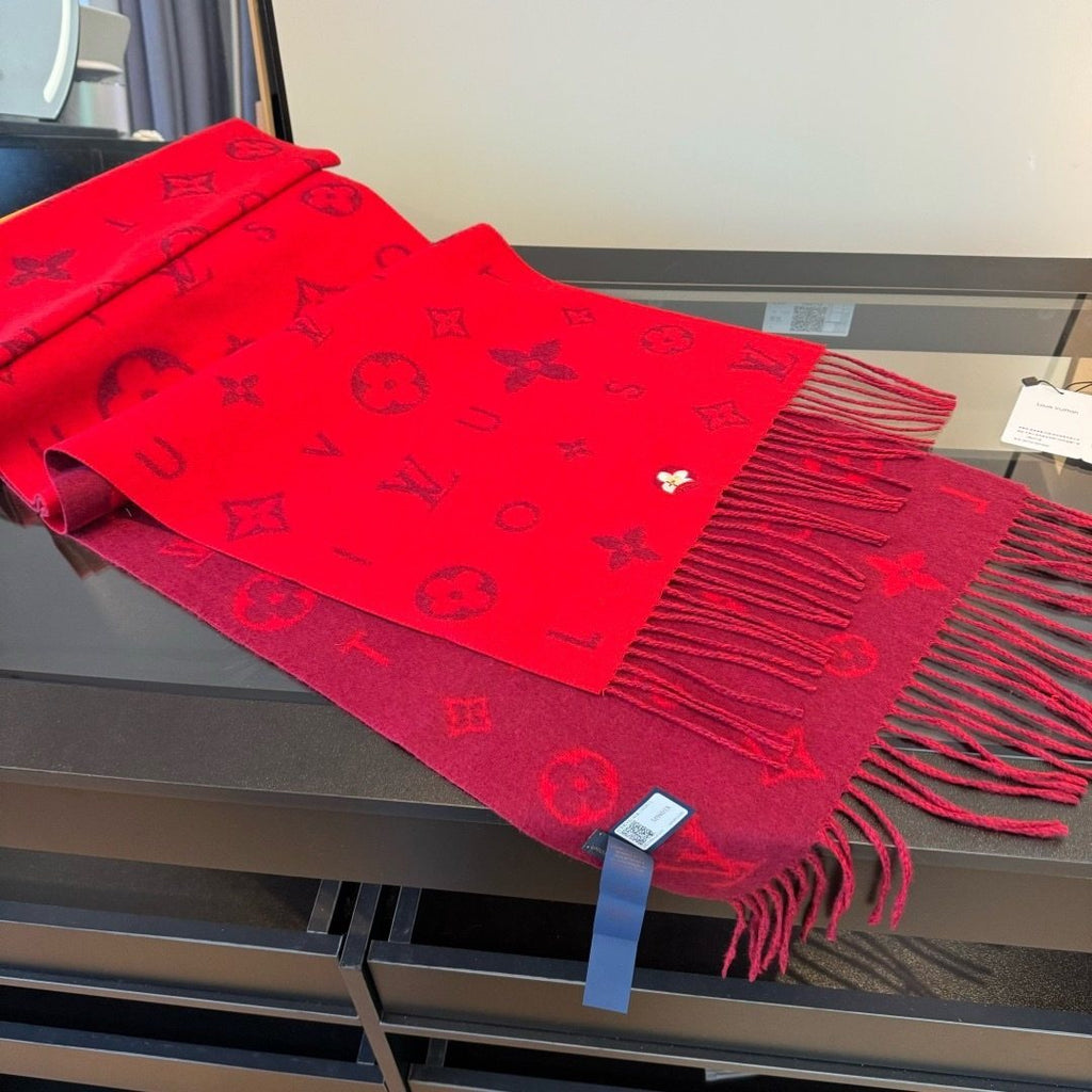 Louis Vuitton Red Burgundy Patterned Scarf product image 5, provided for visual reference and product detail review
