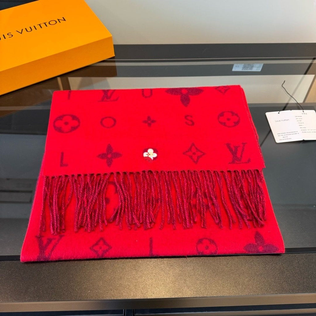 Louis Vuitton Red Burgundy Patterned Scarf product image 3, provided for visual reference and product detail review