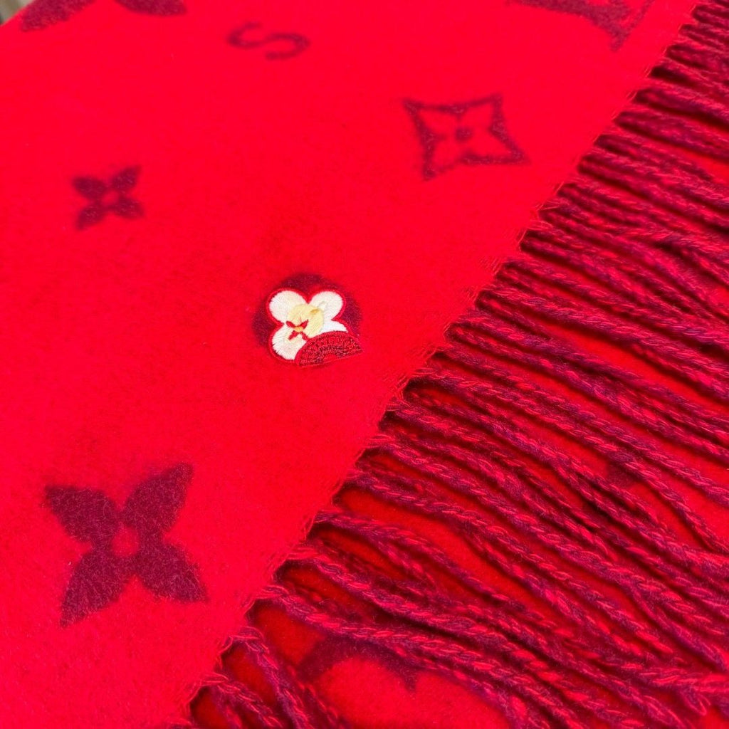 Louis Vuitton Red Burgundy Patterned Scarf product image 6, provided for visual reference and product detail review