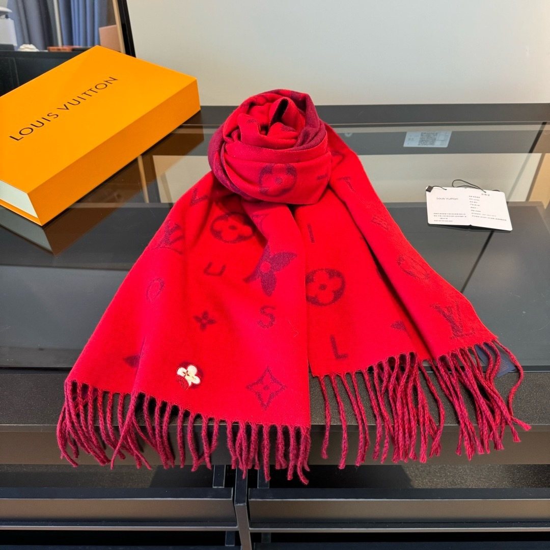 Louis Vuitton Red Burgundy Patterned Scarf product image 2, provided for visual reference and product detail review