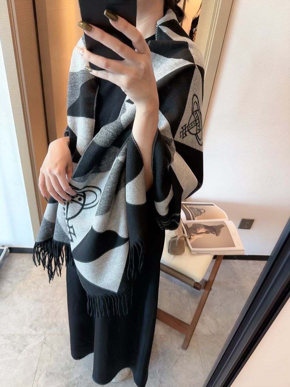 Vivienne Westwood Geometric Orb Fringe Scarf product image 9, provided for visual reference and product detail review