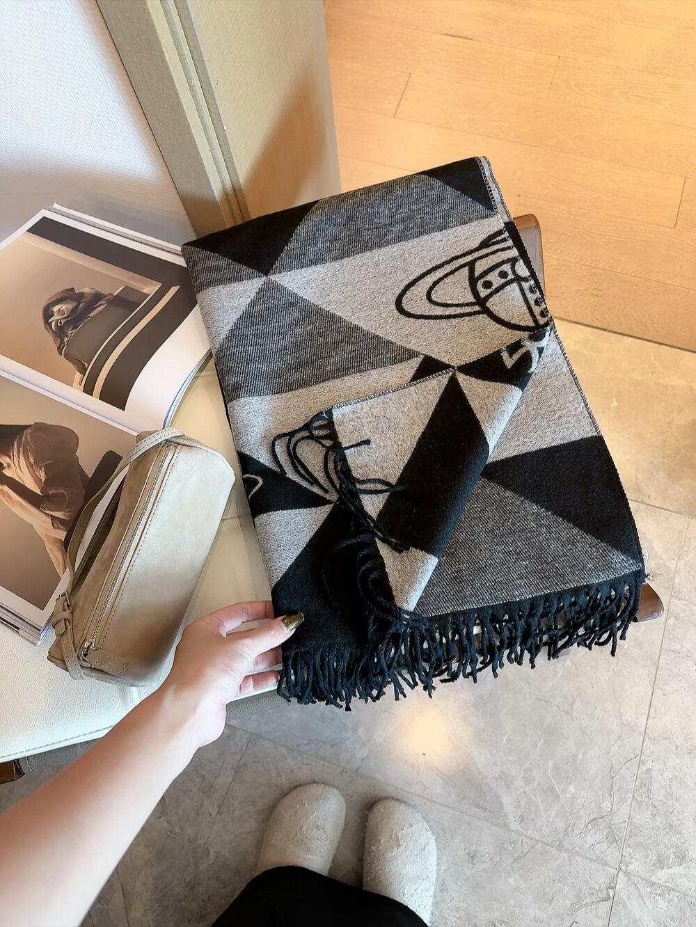 Vivienne Westwood Blush Pink Geometric Scarf product image 9, provided for visual reference and product detail review