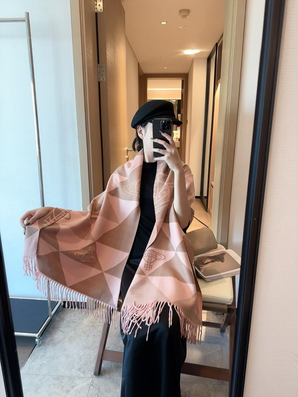 Vivienne Westwood Geometric Orb Fringe Scarf product image 5, provided for visual reference and product detail review