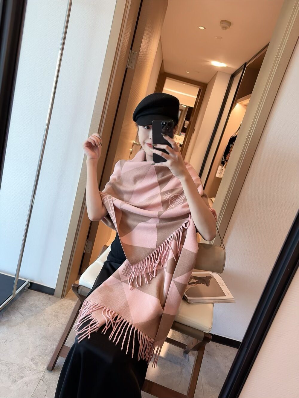 Vivienne Westwood Blush Pink Geometric Scarf product image 2, provided for visual reference and product detail review