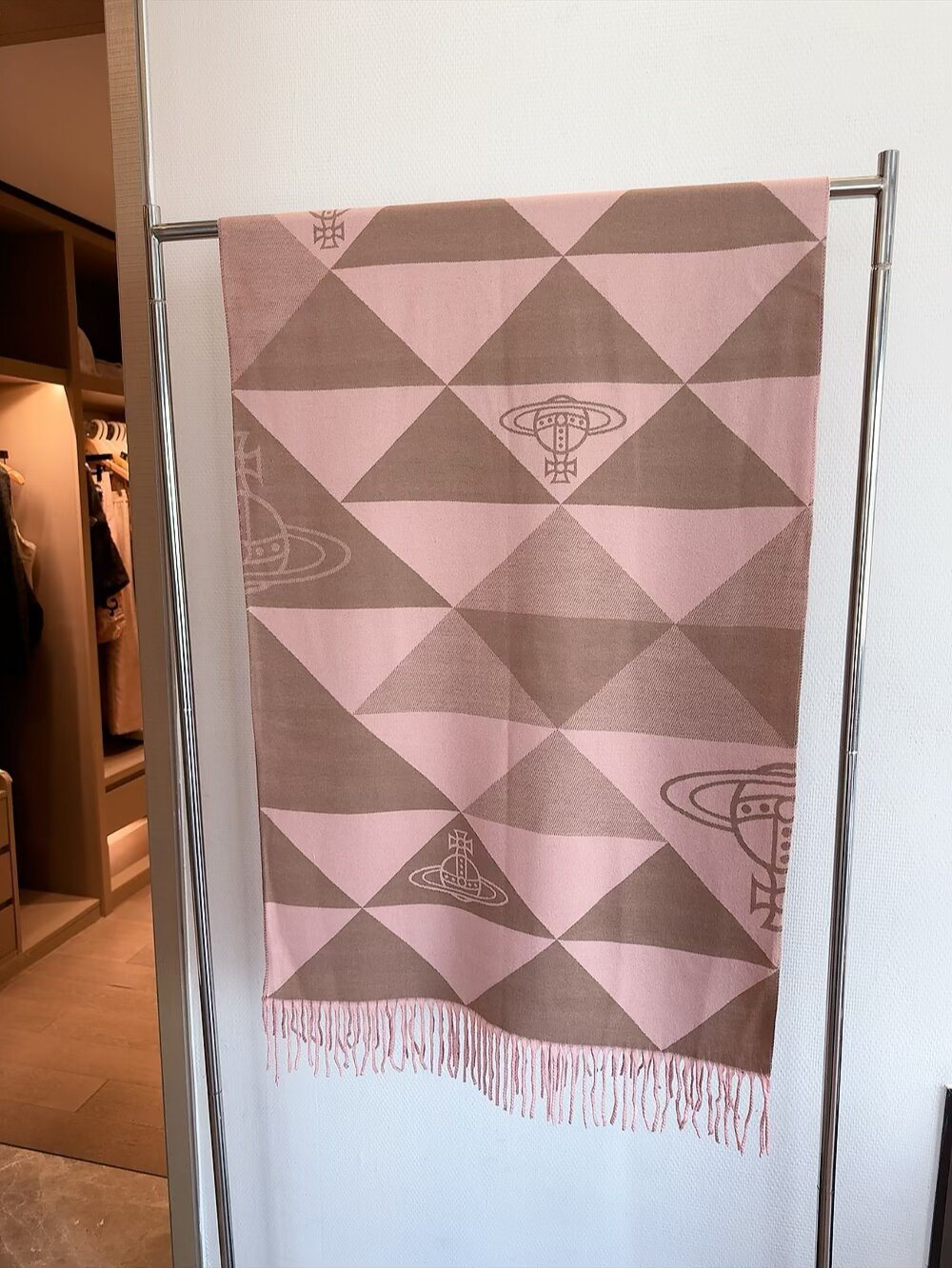 Vivienne Westwood Geometric Orb Fringe Scarf product image 1, provided for visual reference and product detail review