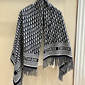 Dior Black & Ivory Fringed Shawl product image 1, provided for visual reference and product detail review