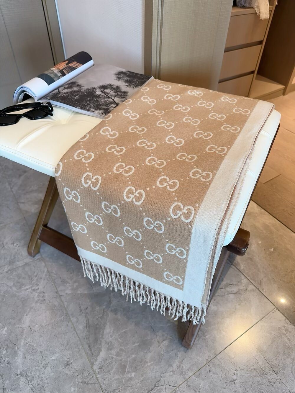 Gucci GG Fringe Scarf product image 5, provided for visual reference and product detail review