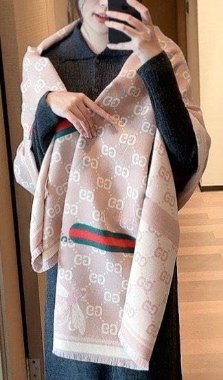 Blush Beige Patterned Fringe Scarf product image 1, provided for visual reference and product detail review