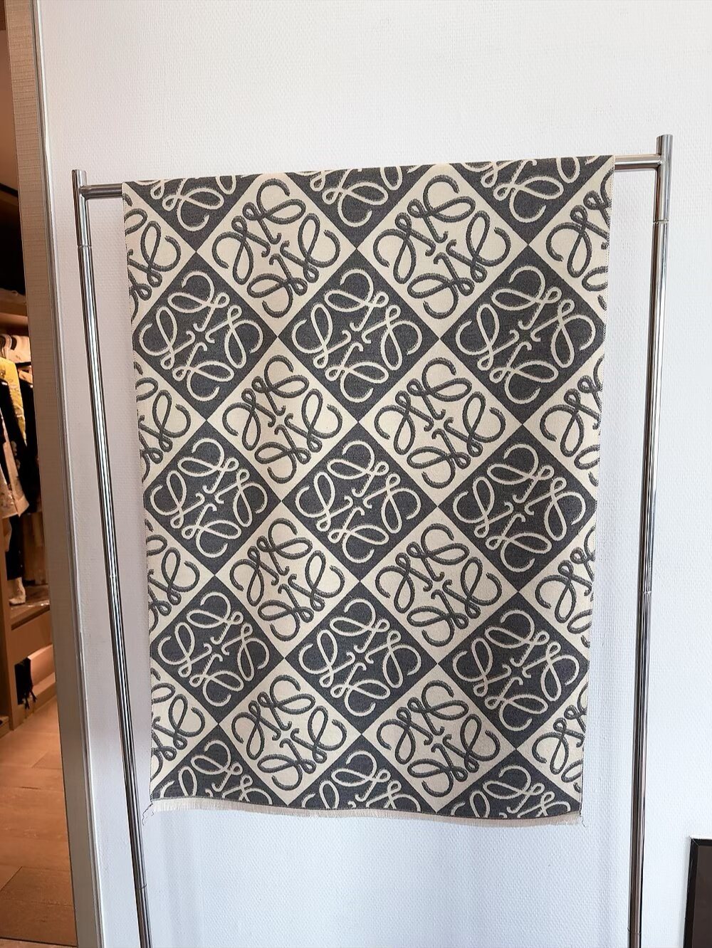 Loewe Taupe Graphic Motif Scarf product image 3, provided for visual reference and product detail review