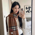 Burberry Brown Plaid Scarf with Embroidered Logo product image 1, provided for visual reference and product detail review