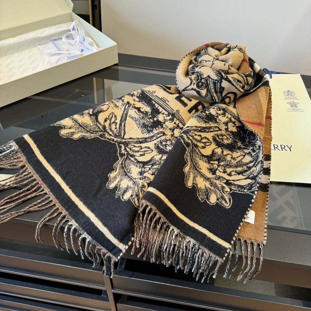 Burberry Check and Equestrian Knight Fringed Scarf product image 3, provided for visual reference and product detail review