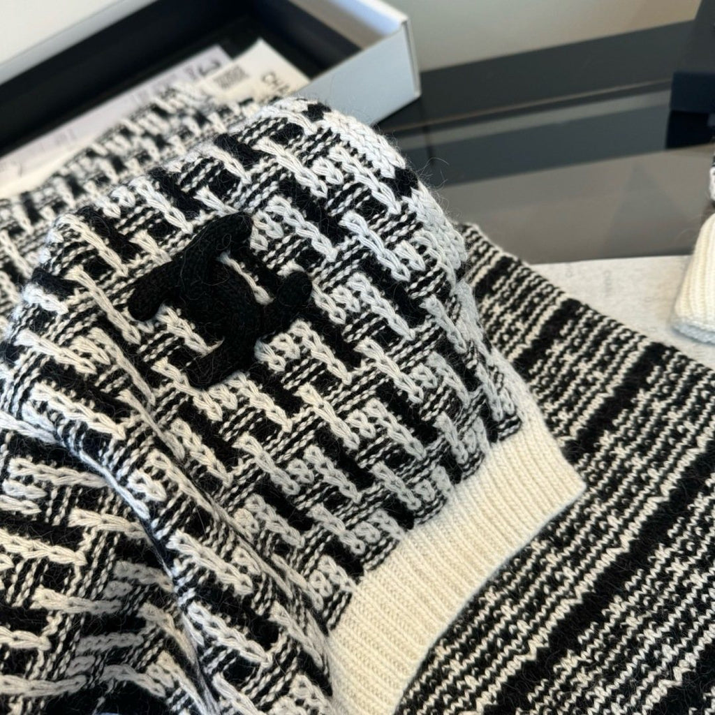 Chanel Black and Ivory Scarf, Beanie and Gloves Set product image 7, provided for visual reference and product detail review