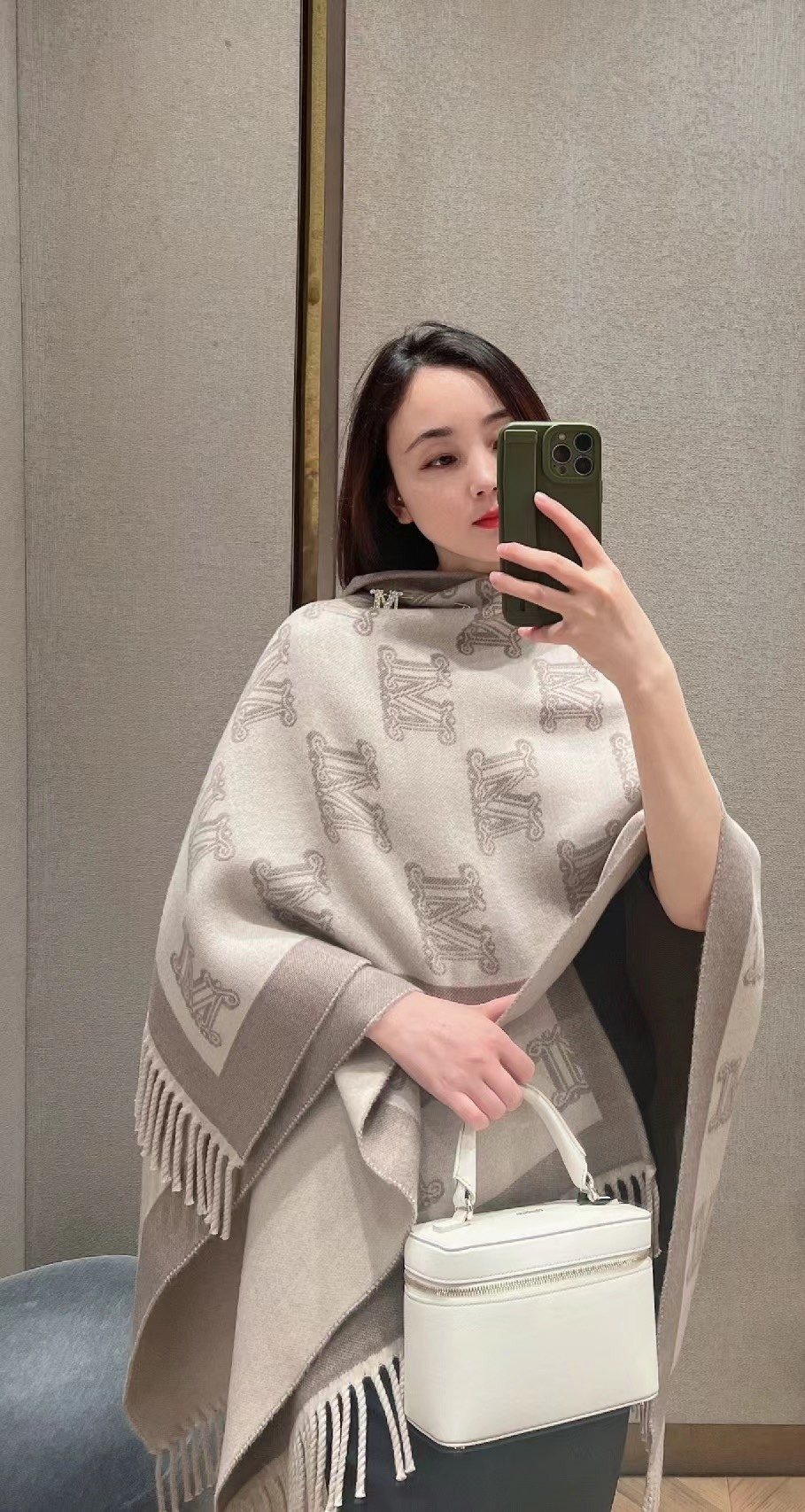 Max Mara Fringed Patterned Cape product image 3, provided for visual reference and product detail review