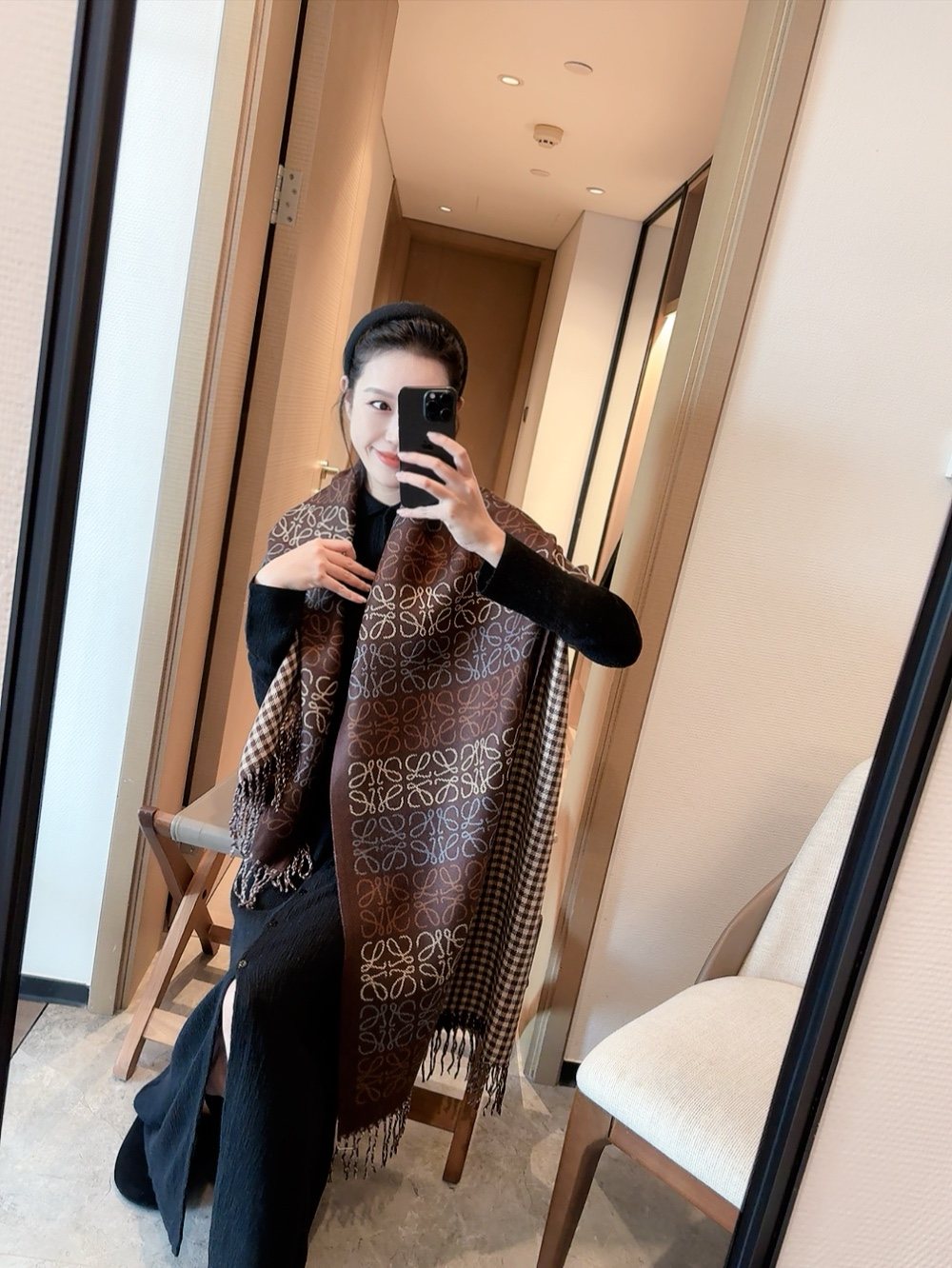 Reversible Patterned Fringed Scarf product image 3, provided for visual reference and product detail review