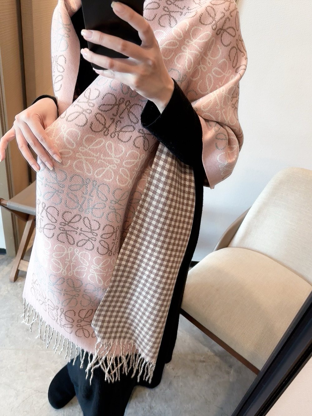 Reversible Patterned Fringed Scarf product image 5, provided for visual reference and product detail review
