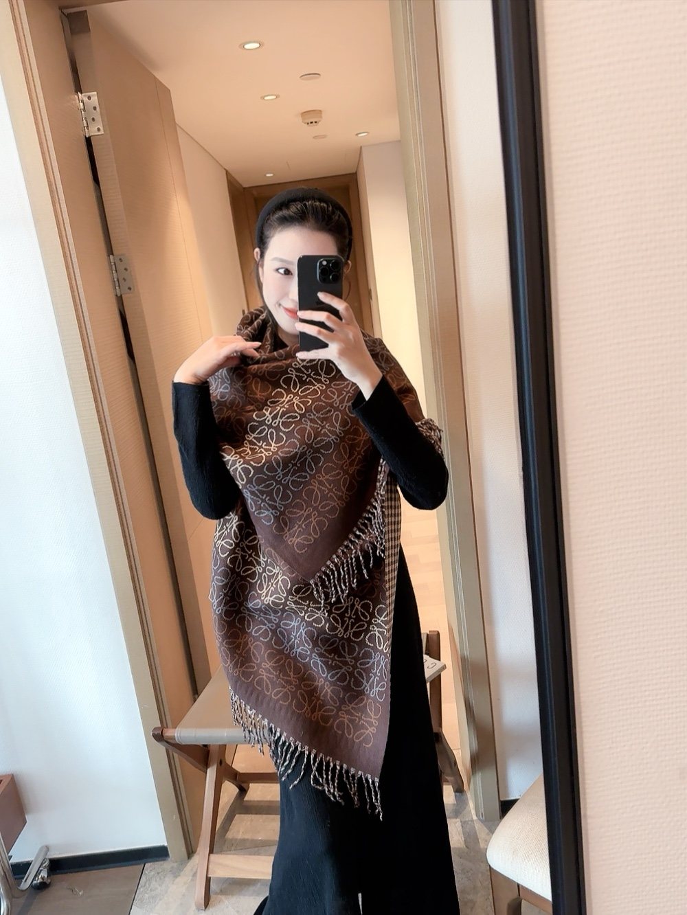 Reversible Patterned Fringed Scarf product image 4, provided for visual reference and product detail review