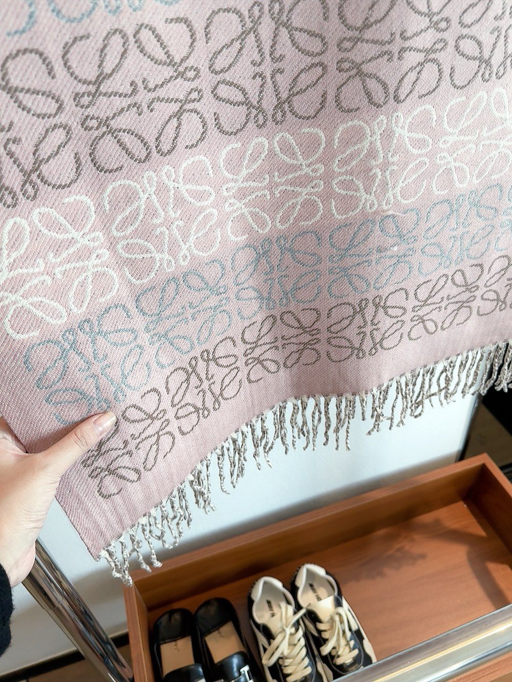 Reversible Patterned Fringed Scarf product image 8, provided for visual reference and product detail review