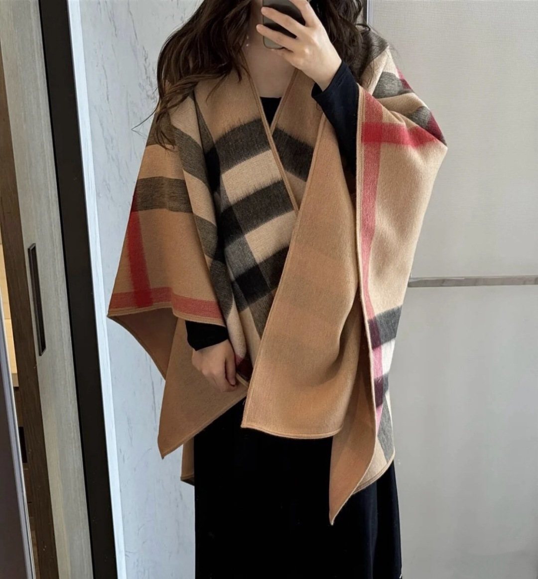 Burberry Beige Plaid Fringed Shawl product image 1, provided for visual reference and product detail review