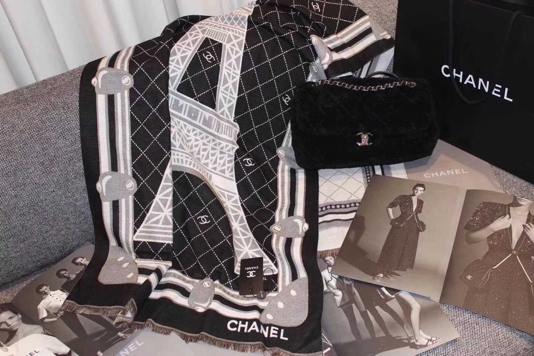 Chanel Eiffel Tower Pattern Scarf product image 2, provided for visual reference and product detail review