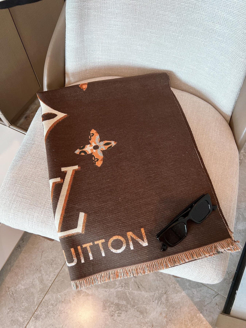 Louis Vuitton Monogram Fringed Shawl product image 4, provided for visual reference and product detail review