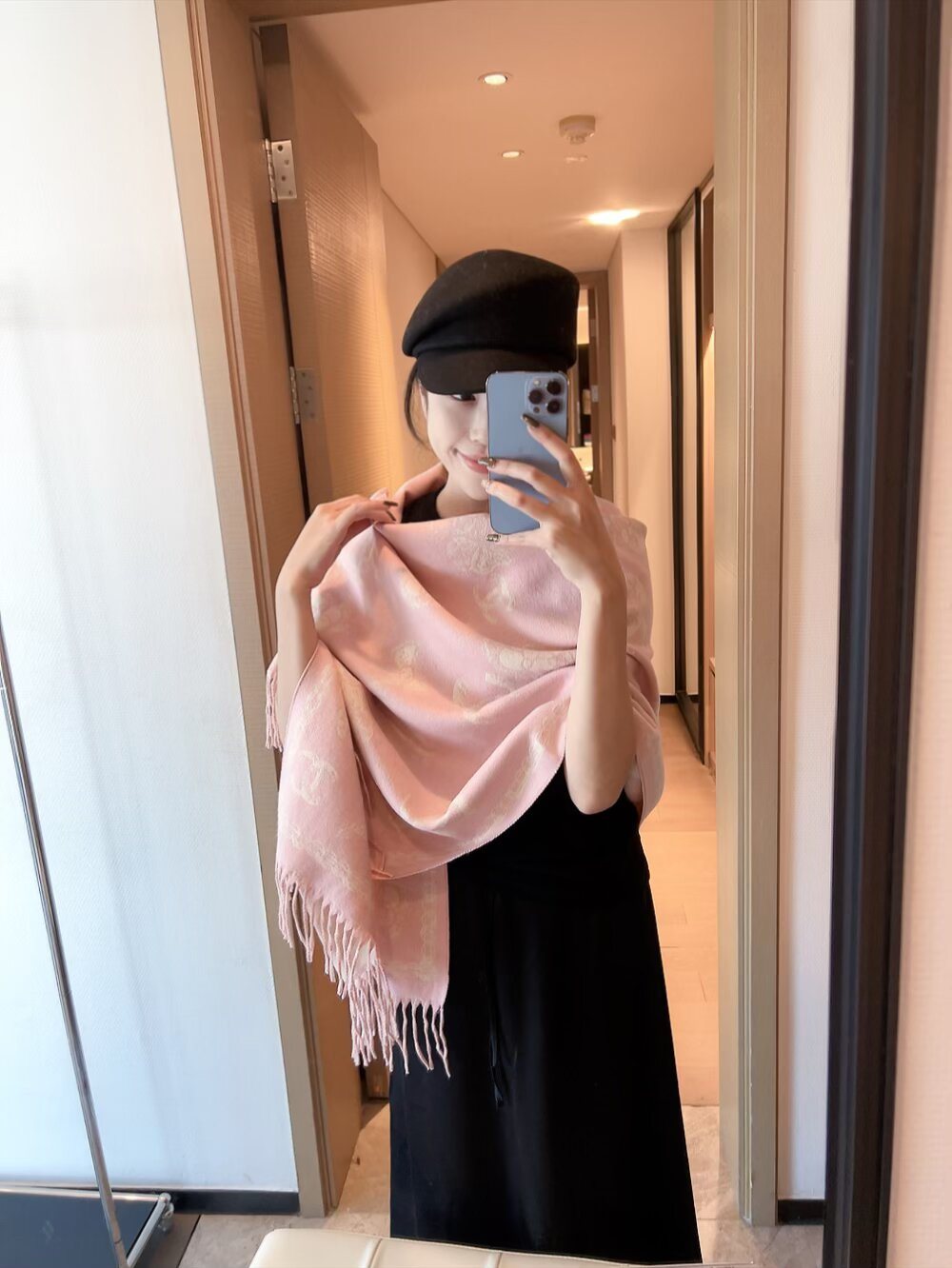 Chanel Fringed Patterned Scarf product image 7, provided for visual reference and product detail review