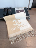Chanel Logo Panel Fringed Scarf product image 1, provided for visual reference and product detail review
