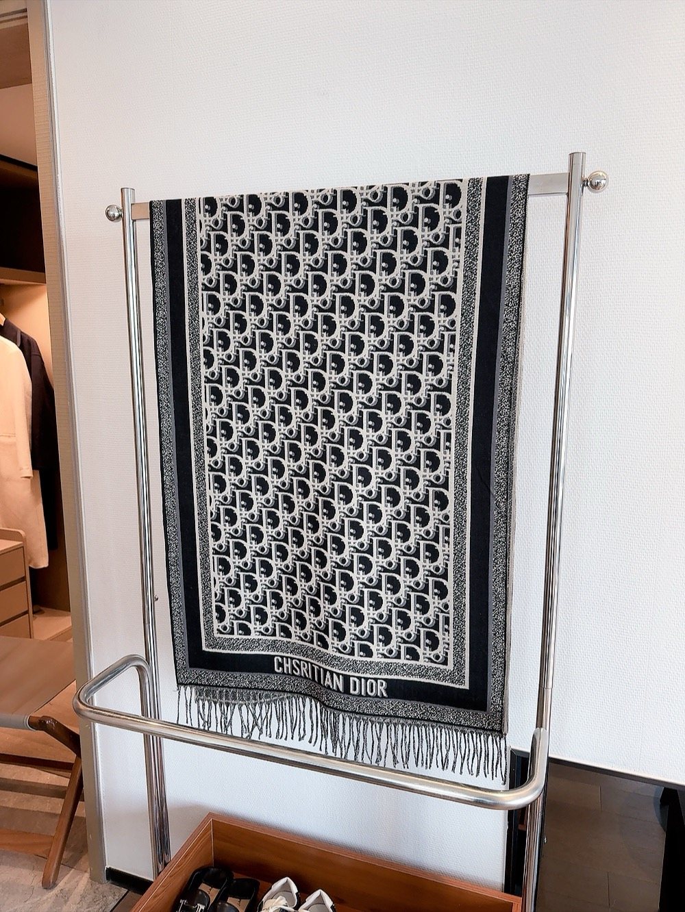 Dior Contrast-Border Monogram Scarf - 65 x 180 cm product image 1, provided for visual reference and product detail review
