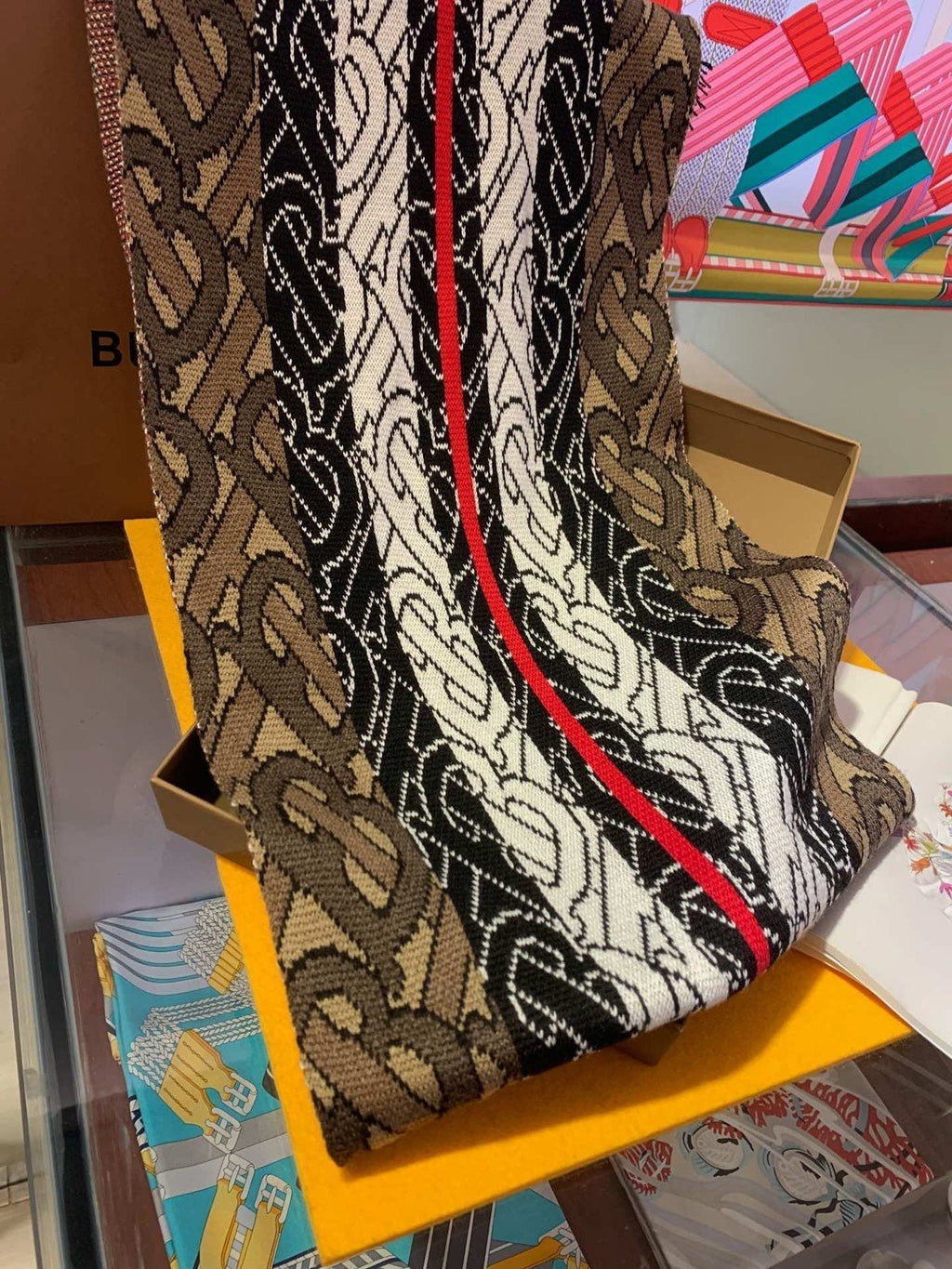 Burberry Patterned Fringed Scarf product image 3, provided for visual reference and product detail review