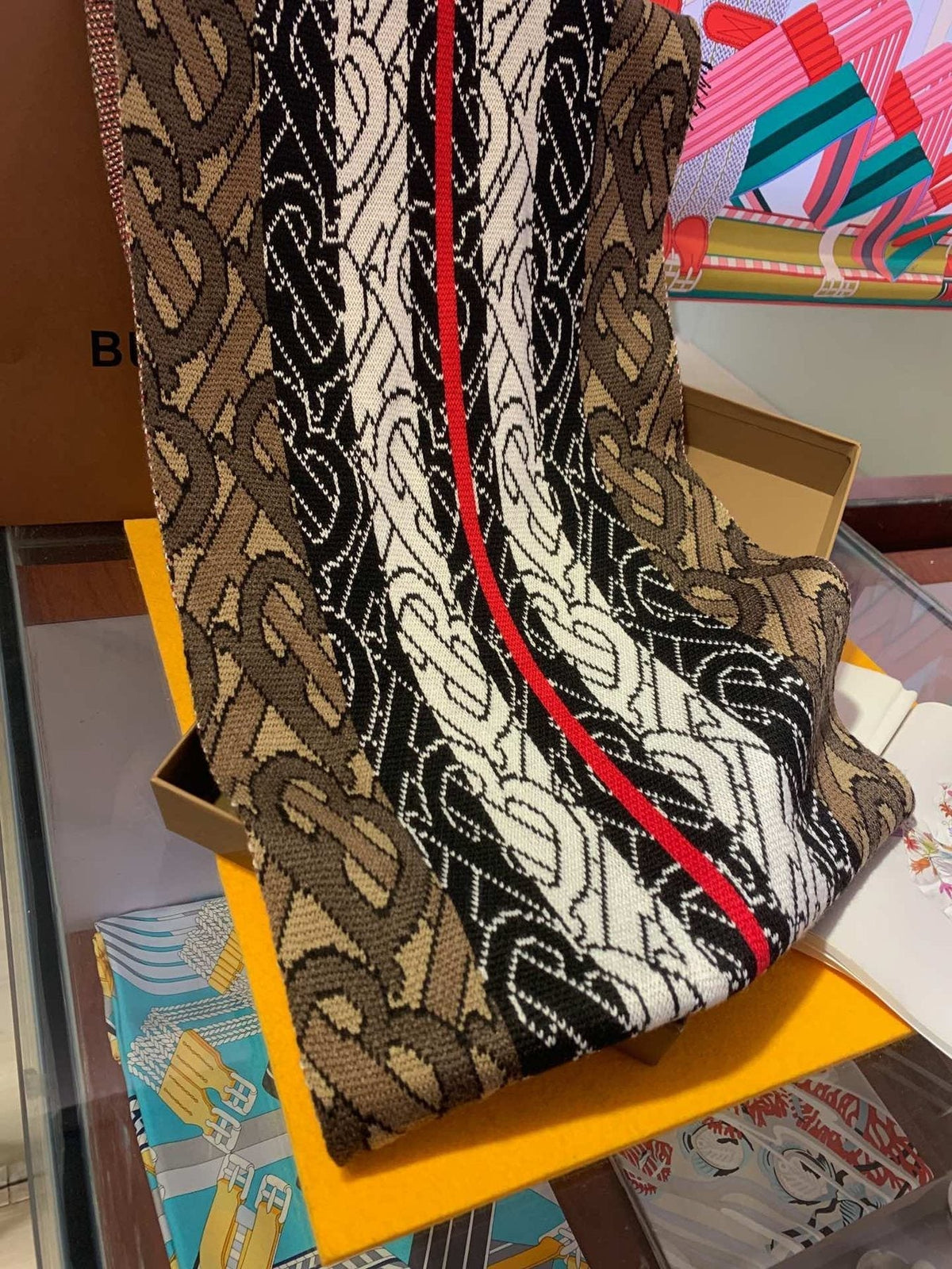 Burberry Patterned Fringed Scarf product image 3, provided for visual reference and product detail review