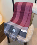 Burberry Burgundy Plaid Fringed Scarf product image 1, provided for visual reference and product detail review