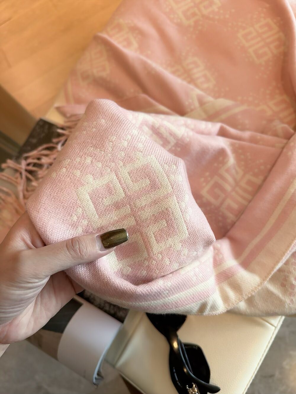 Givenchy Geometric Monogram Fringe Scarf product image 8, provided for visual reference and product detail review