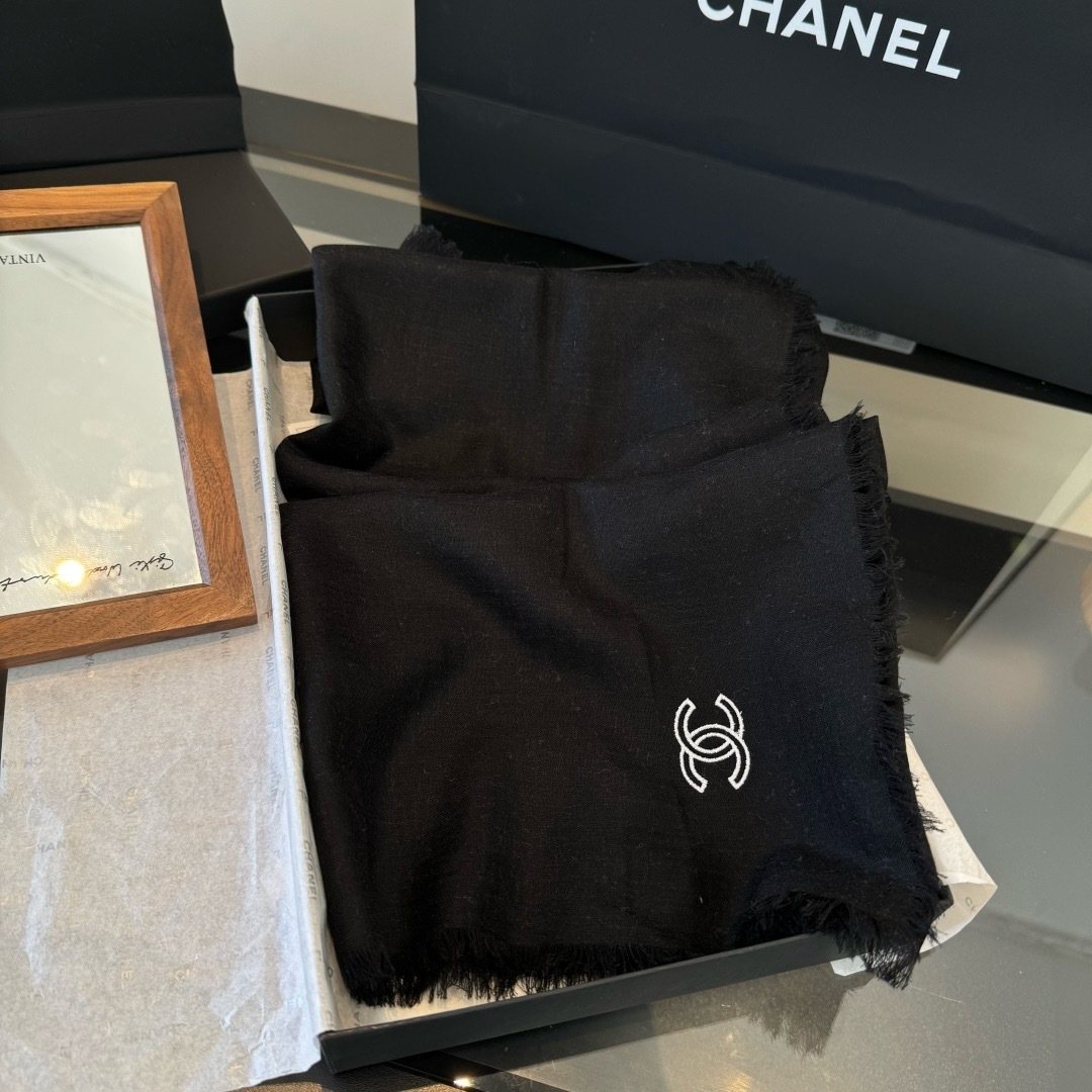 Chanel Fringed Cashmere Scarf product image 7, provided for visual reference and product detail review