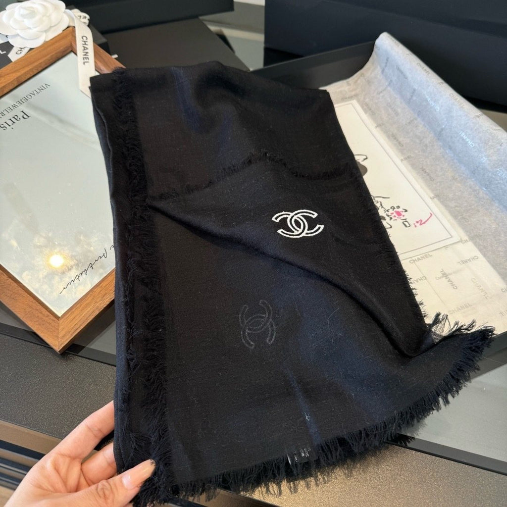 Chanel Fringed Cashmere Scarf product image 3, provided for visual reference and product detail review
