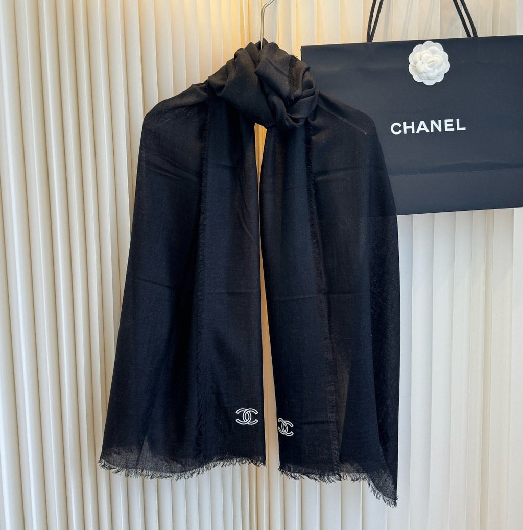 Chanel Fringed Cashmere Scarf product image 1, provided for visual reference and product detail review