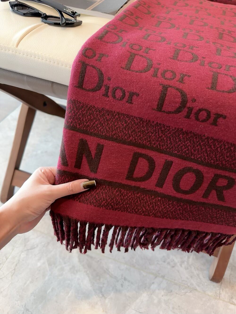 Dior Logo-Pattern Fringed Scarf product image 8, provided for visual reference and product detail review
