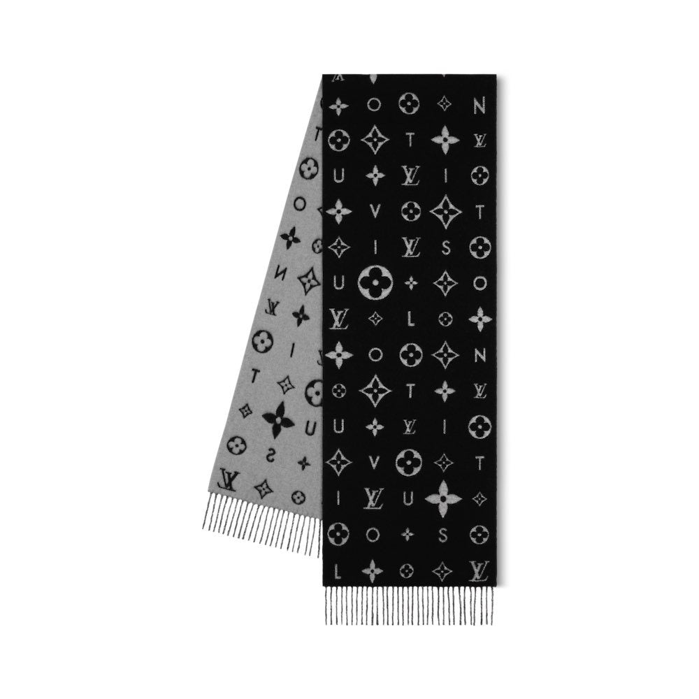 Louis Vuitton Black & Gray Reversible Scarf product image 1, provided for visual reference and product detail review