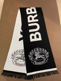 Burberry Black & Ivory Fringed Logo Scarf product image 1, provided for visual reference and product detail review