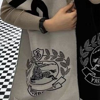 Burberry Black & Ivory Fringed Logo Scarf product image 6, provided for visual reference and product detail review